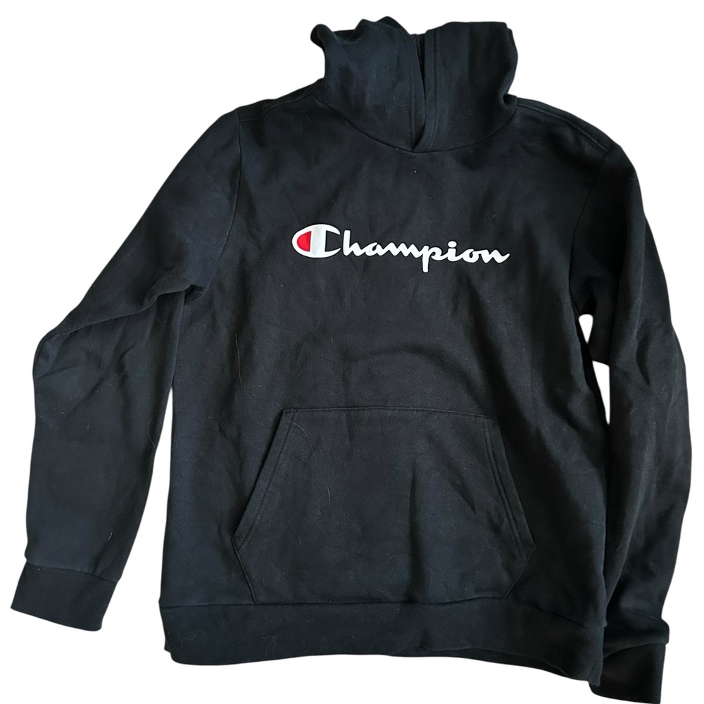 Champion Kids’ Black Fleece-Lined Hooded Sweatshirt YXL